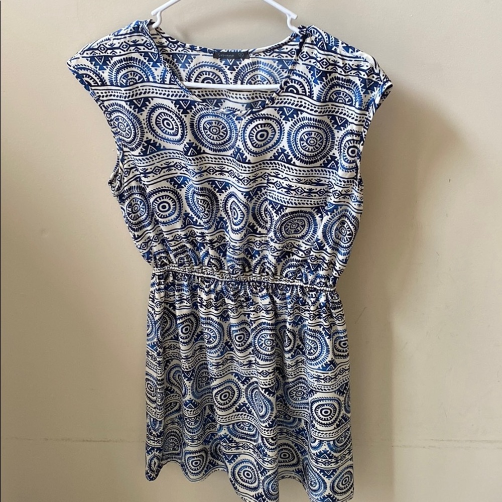 Blue print mini dress